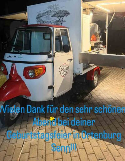 Mobiles Pizza-Catering mit Ape bei Geburtstagsfeier in Ortenburg